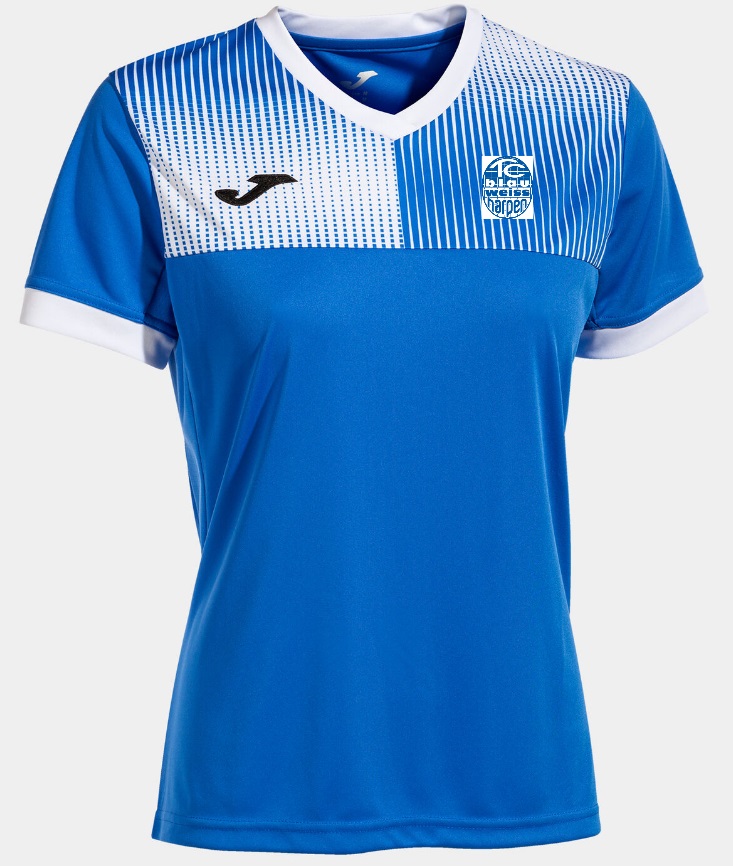 Kurzarmshirt frau Eco Supernova königsblau weiß